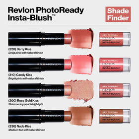 Revlon stick beside lipstick showing compact size and travel convenience