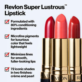 Revlon lipstick close-up texture showing creamy finish and smooth application benefit