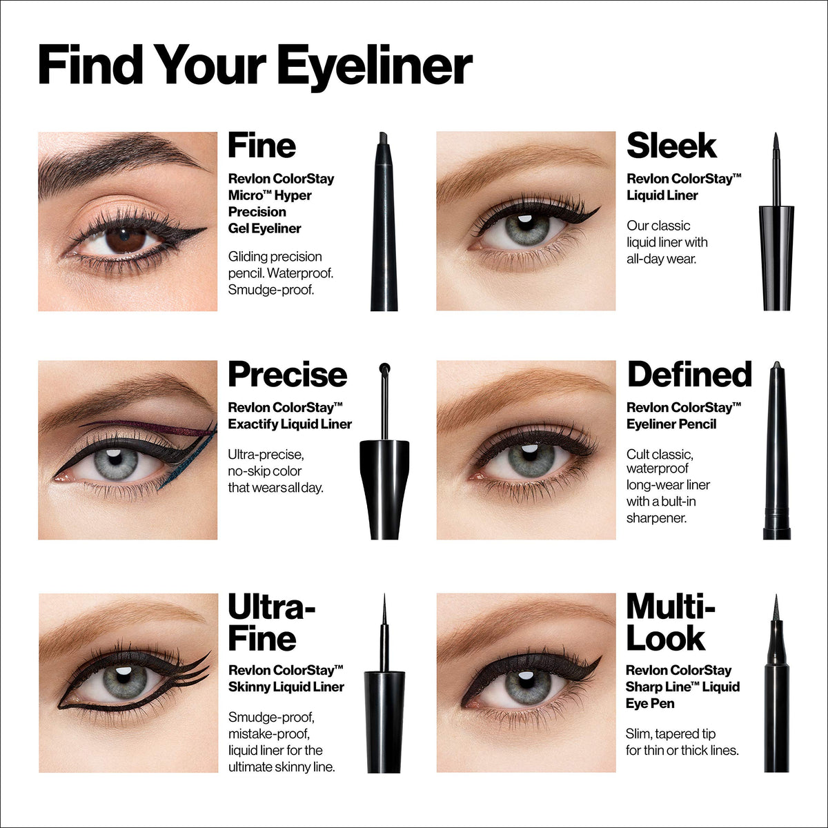 Revlon skinny liquid eyeliner being applied to eyelid demonstrating clean thin line