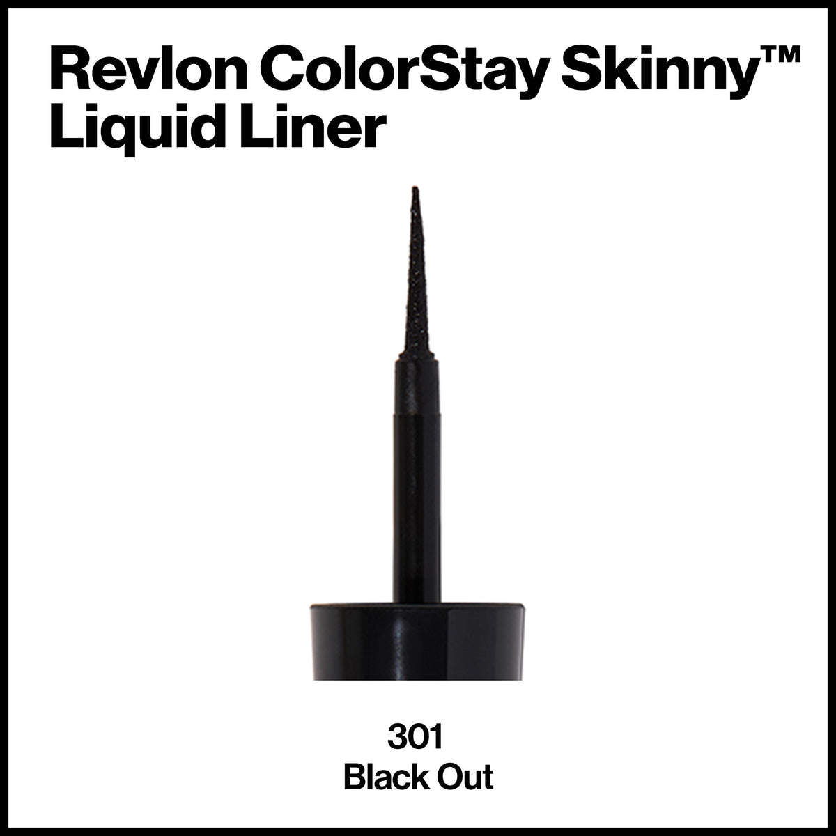 Revlon skinny liquid eyeliner cap and label highlighting waterproof longwear formula