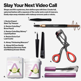 Revlon skinny liquid eyeliner beside mascara showing size and layering options