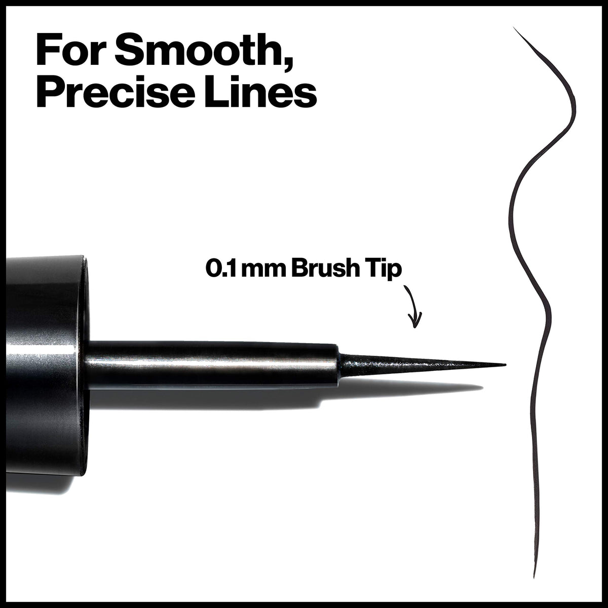 Revlon skinny liquid eyeliner extreme close-up of 0.1 mm tip for micro-precision