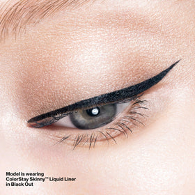 Revlon skinny liquid eyeliner in a makeup bag showing portability and daily use