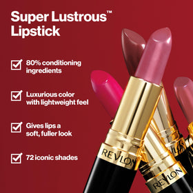 REVLON close-up of lipstick bullet texture showing smooth creamy finish and glide