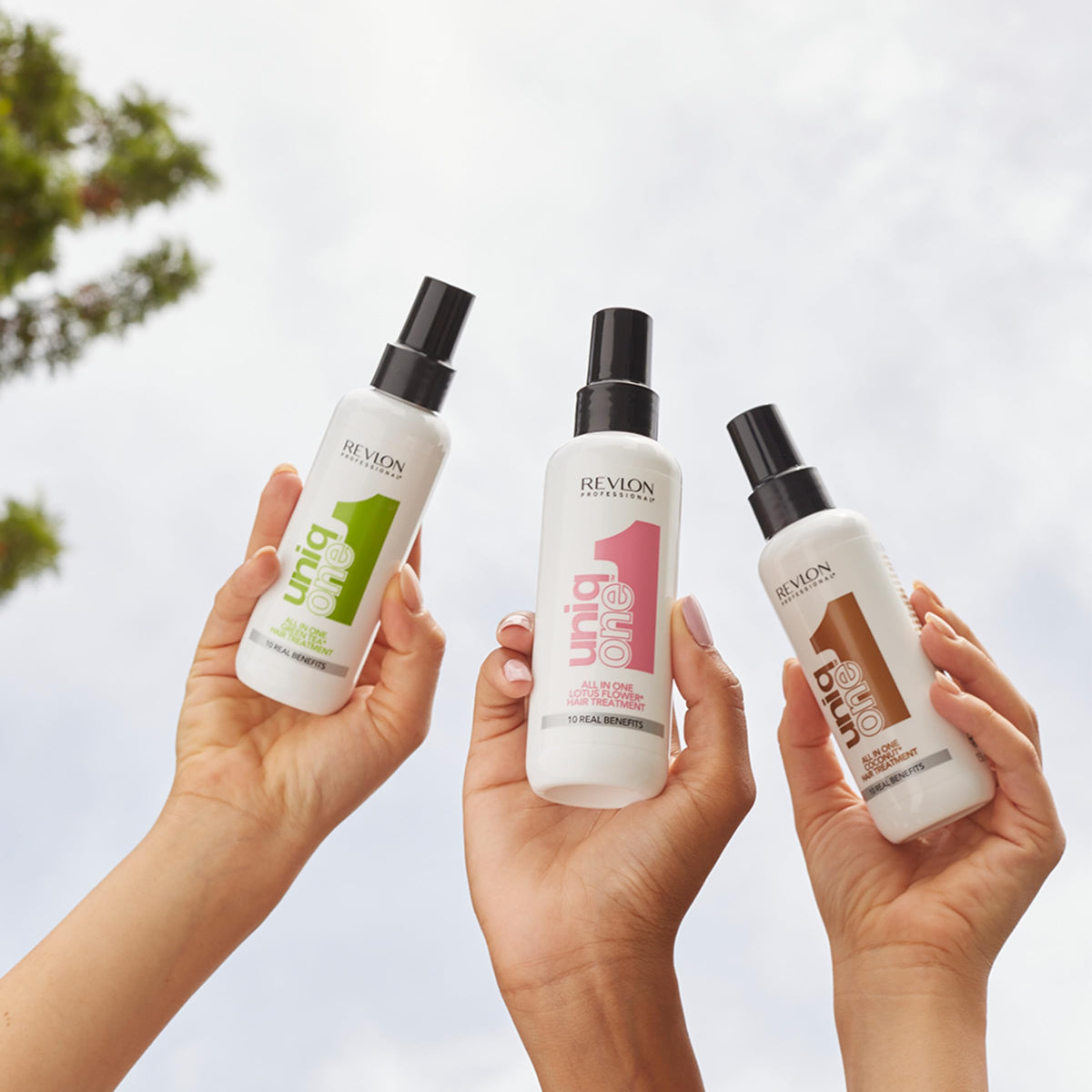 Revlon Professional UniqOne label close-up highlighting vegan formula and listed benefits