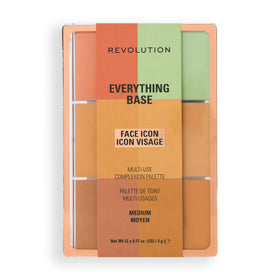 Revolution Beauty London front open palette showing all medium pans and portability benefit