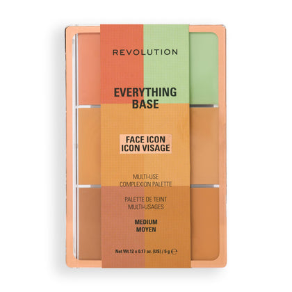 Revolution Beauty London front open palette showing all medium pans and portability benefit