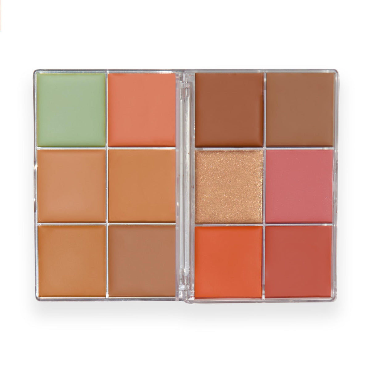 Revolution Beauty London palette inside travel pouch showing compact convenience