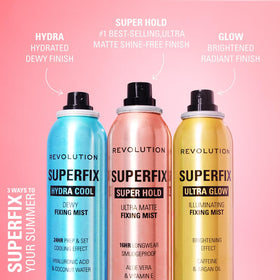 Revolution Beauty London bottle in makeup bag showing convenience and on-the-go refresh