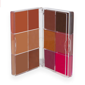 Revolution Beauty London palette in a travel kit on a table illustrating on‑the‑go use