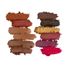 Revolution Beauty London palette pans and tiny printed labels visible to identify each shade quickly
