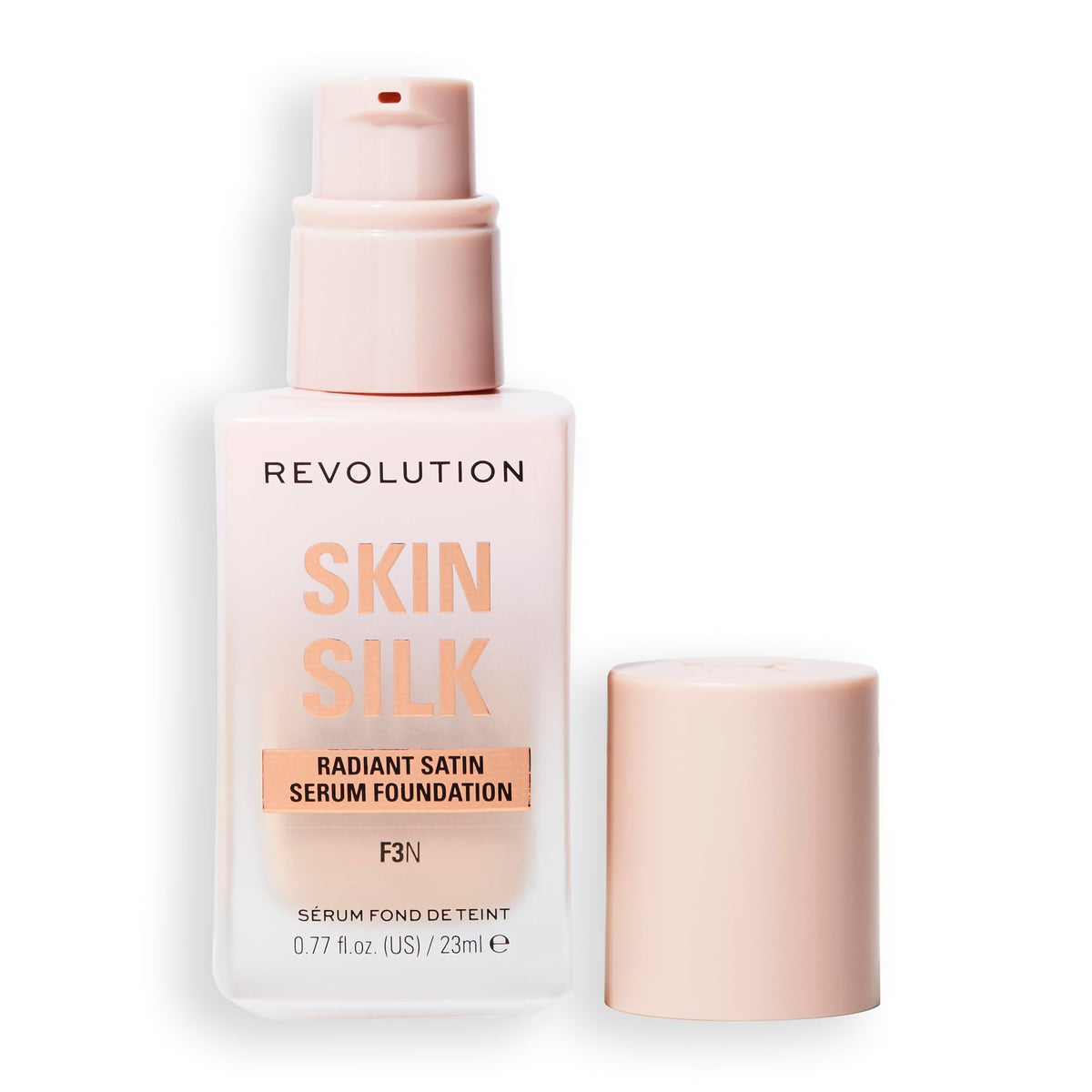 Revolution Skin Silk front bottle view showing product and branding with elegant finish