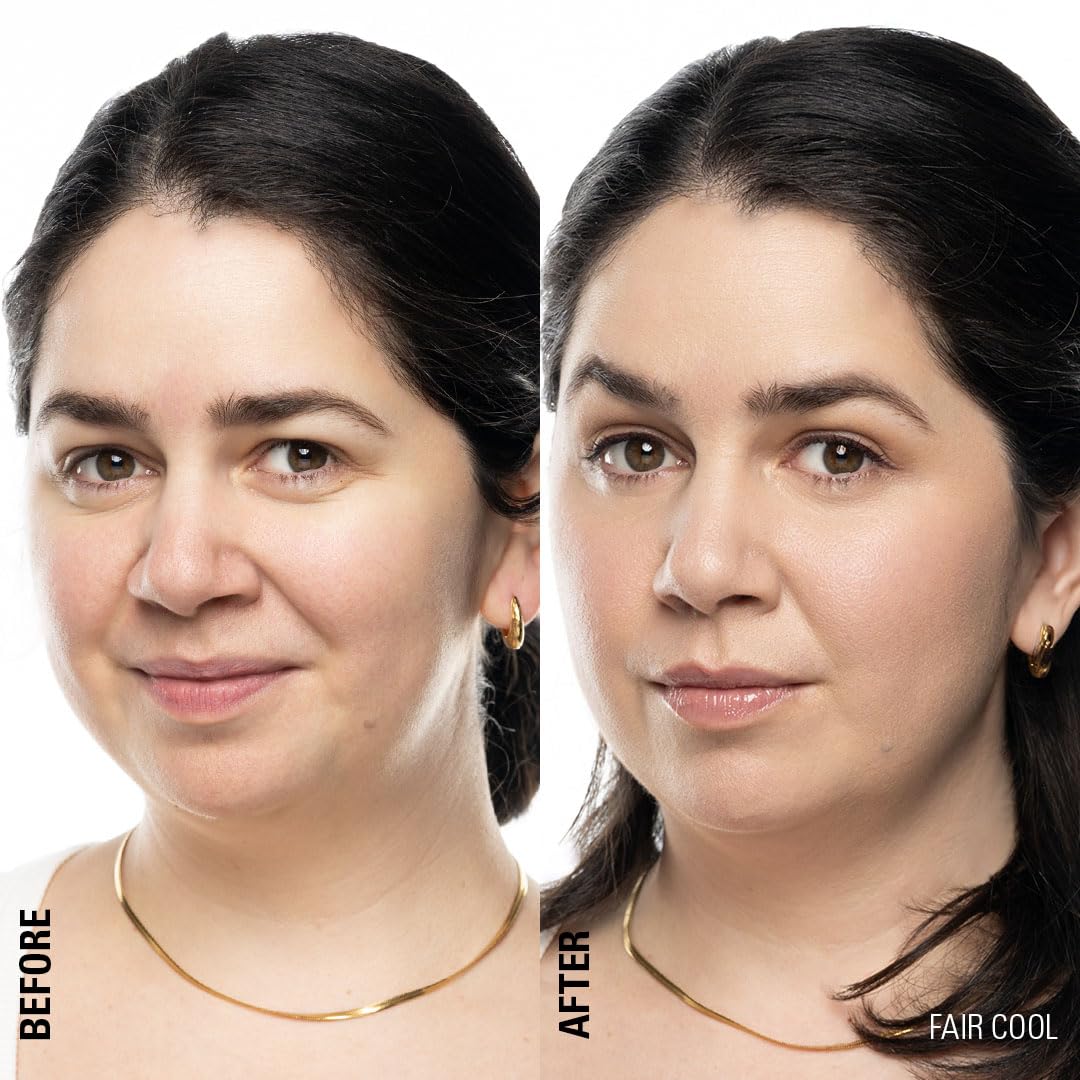 Revolution application on cheek showing natural buildable coverage result