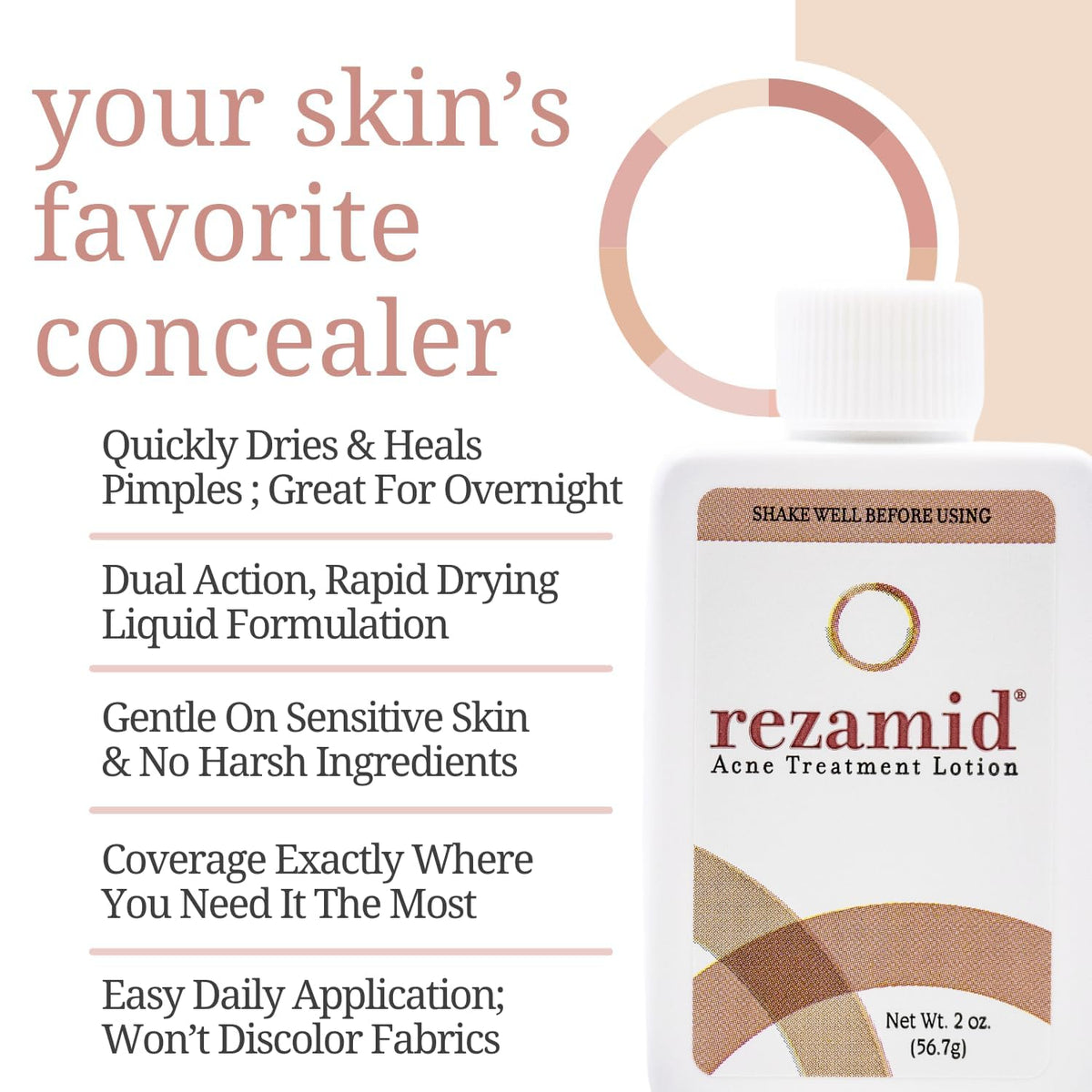 Rezamid close-up texture of lotion demonstrating quick-dry finish