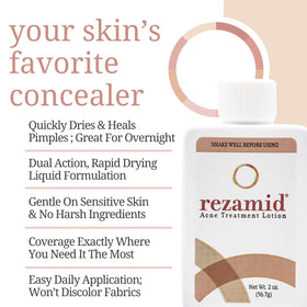 Rezamid close-up texture of lotion demonstrating quick-dry finish
