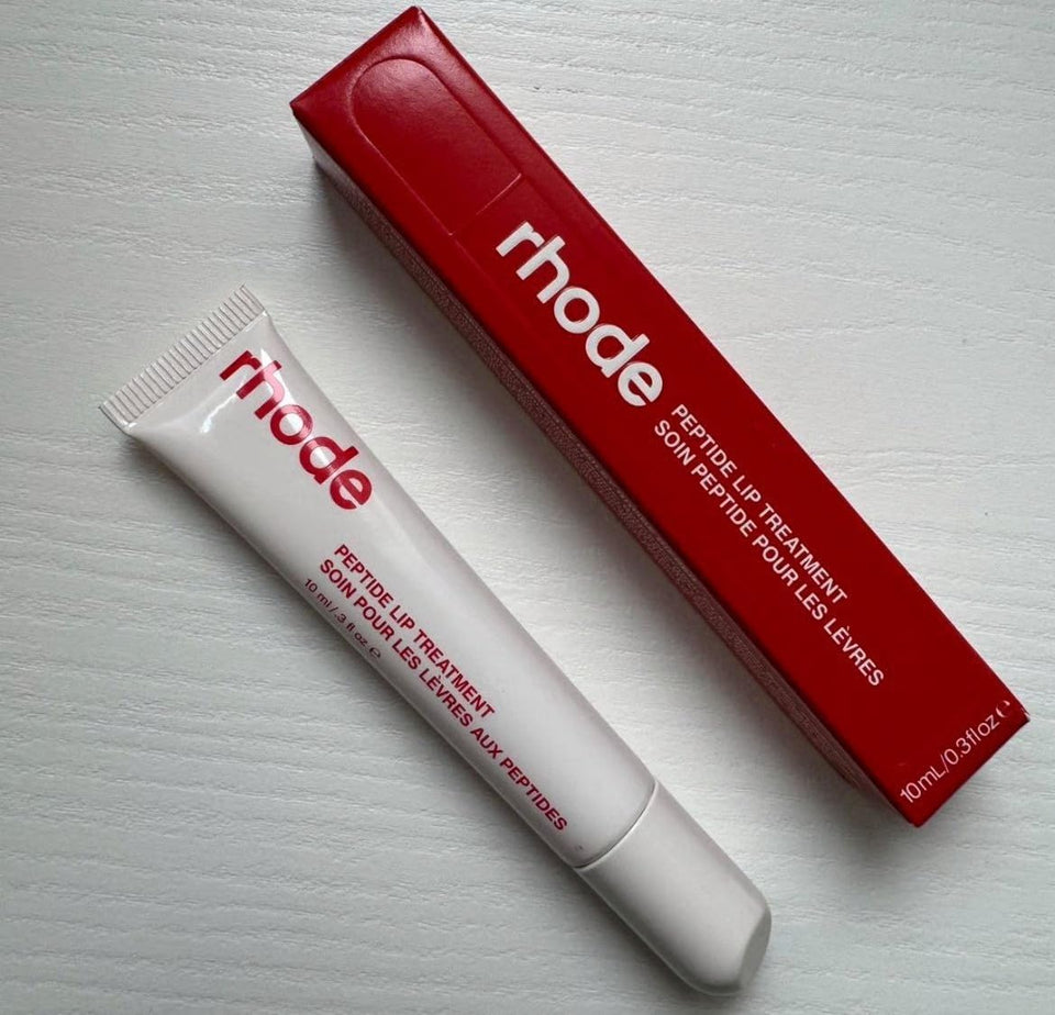 Rhode front packaging showing glossy Strawberry Glaze tube for instant shine