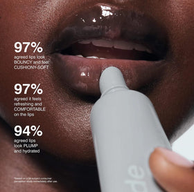 Rhode lip boost size comparison next to coin showing compact travel-friendly jar