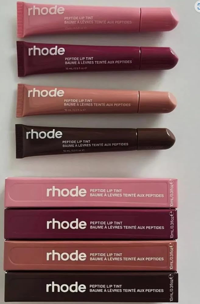 Rhode lip tints set front view showing all four shades and easy travel storage