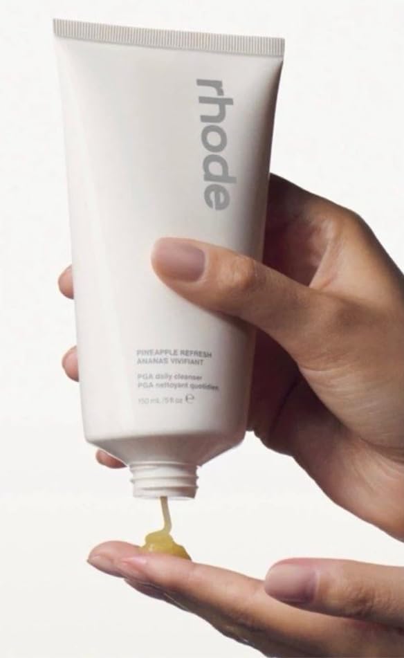 Rhode cleanser in bathroom routine, illustrating gentle daily use and easy rinsing