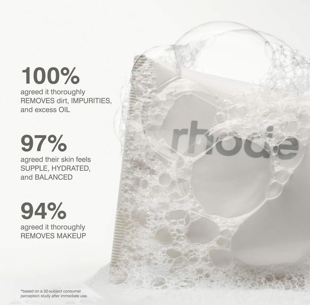 Rhode texture close-up of gel-cream lather, demonstrates gentle foam benefits
