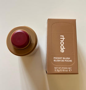 Rhode pocket blush front packaging showing compact and shade for easy touch-ups
