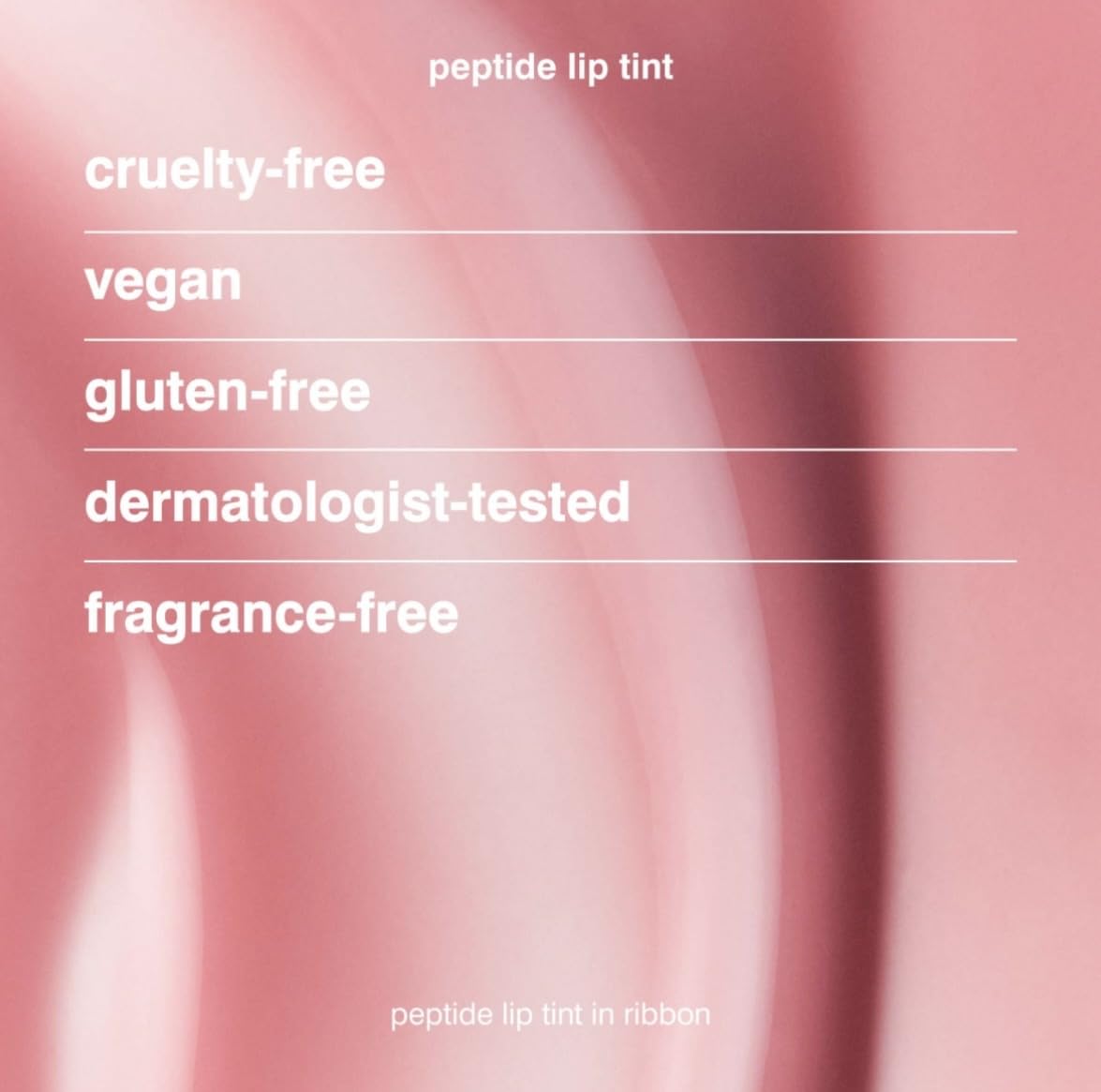 Rhode ribbon ingredients label closeup highlighting peptide-enriched formula