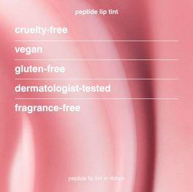 Rhode ribbon ingredients label closeup highlighting peptide-enriched formula