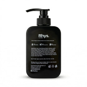 Rhys body wash used on loofah in shower, demonstrates effective daily cleansing benefit