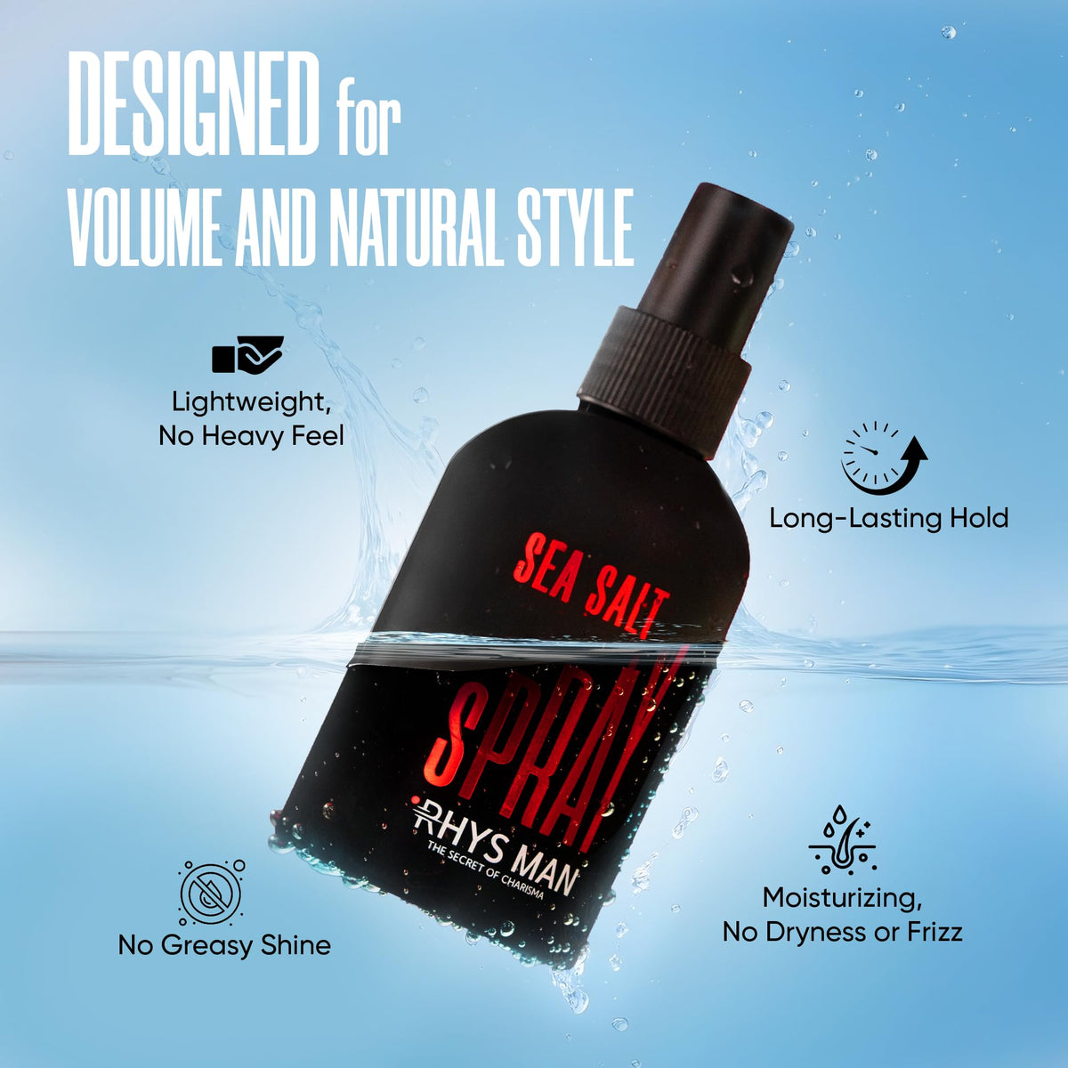 RHYS MAN applied to dry hair showing matte finish and natural volume