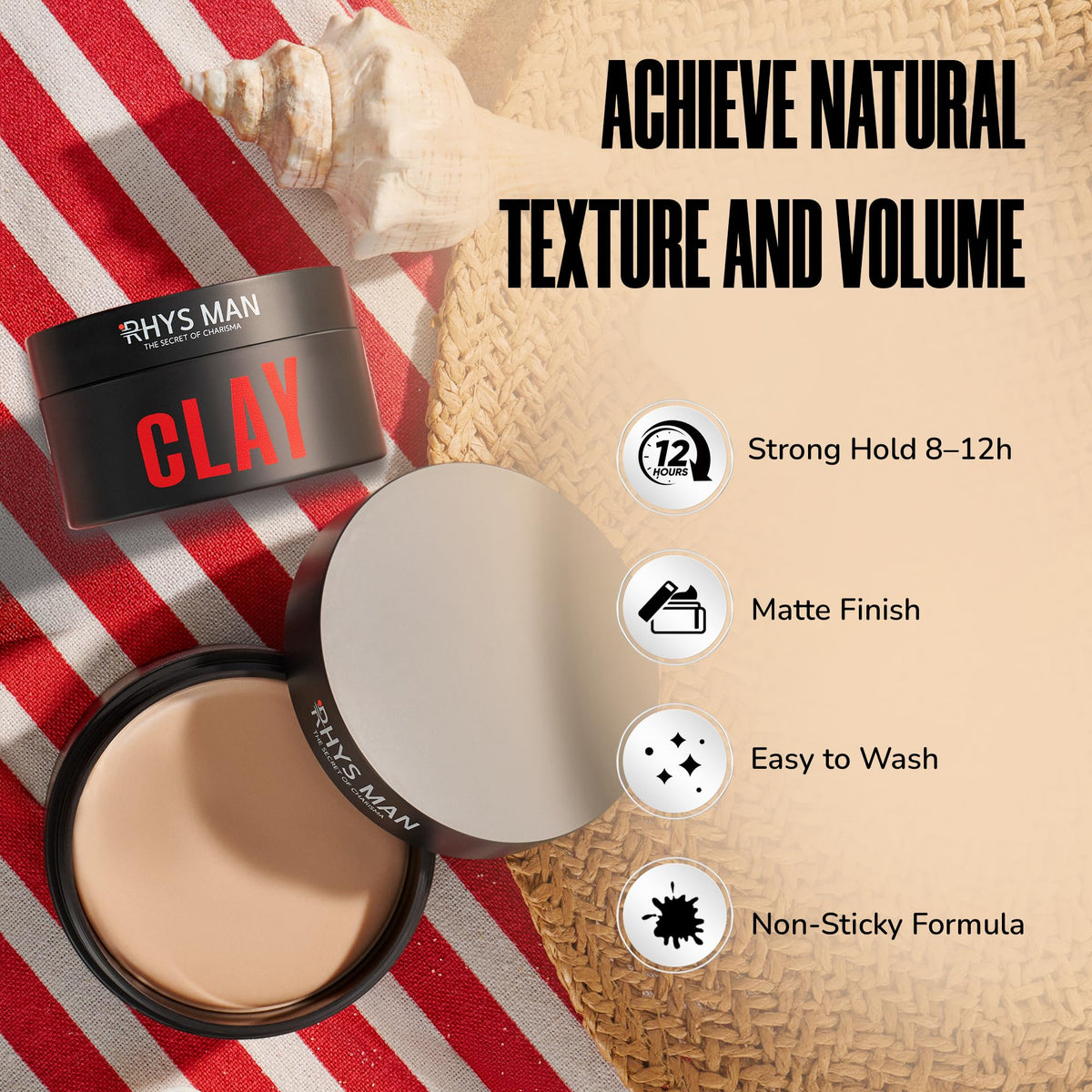 RHYS MAN jar inside travel bag emphasizing convenience for grooming on-the-go