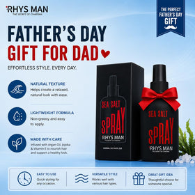 RHYS MAN label close-up listing argan, jojoba and vitamin E benefits