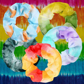Riceshoot tie-dye party scene with accessories ready for creative group use