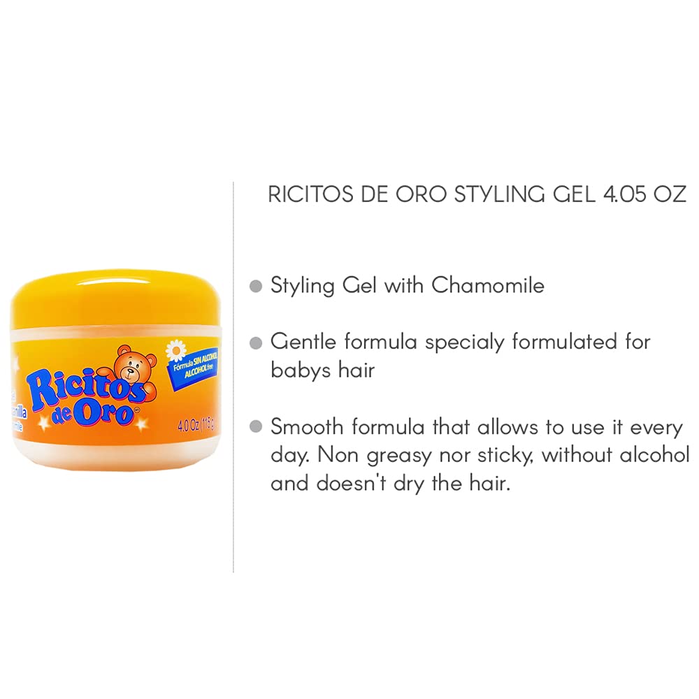 Ricitos de Oro label close-up highlighting chamomile extract and alcohol-free