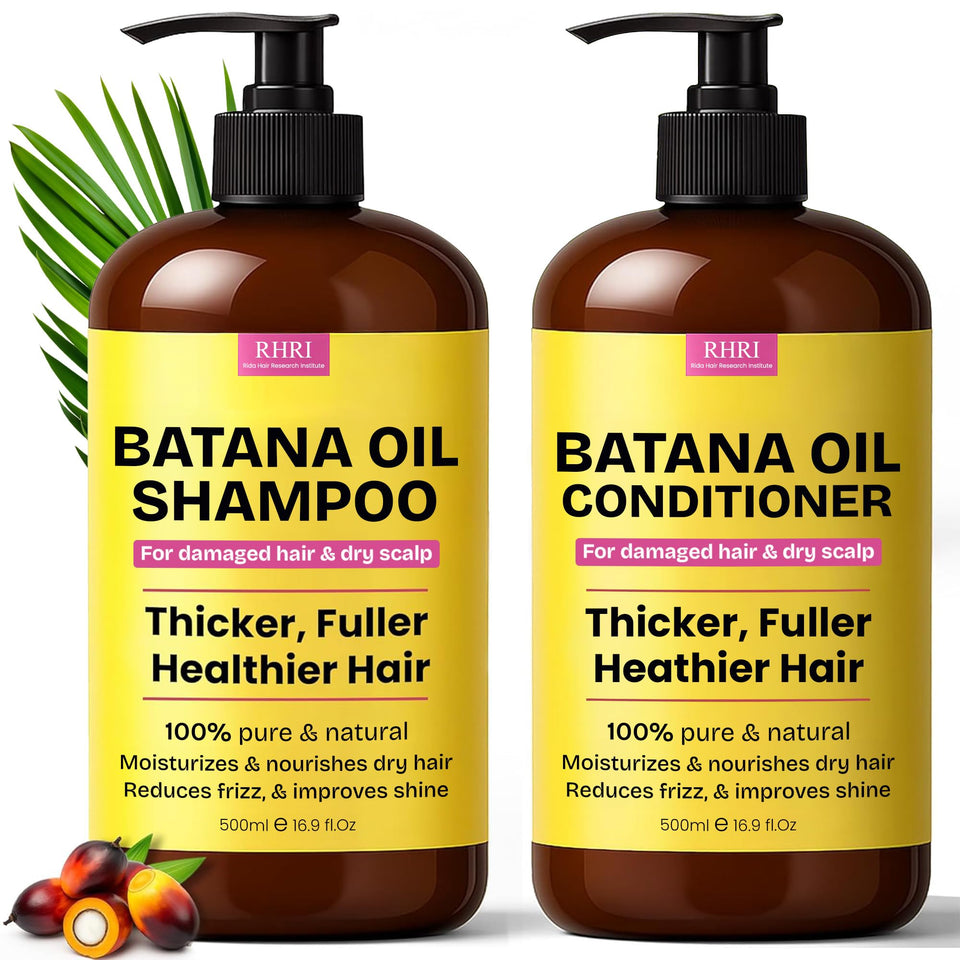Rida Hair Research Institute front packaging showing set benefits and organic Batana