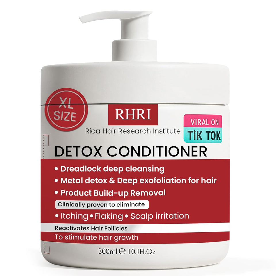 Rida Hair Research Institute front packaging showing 300ml bottle and benefits