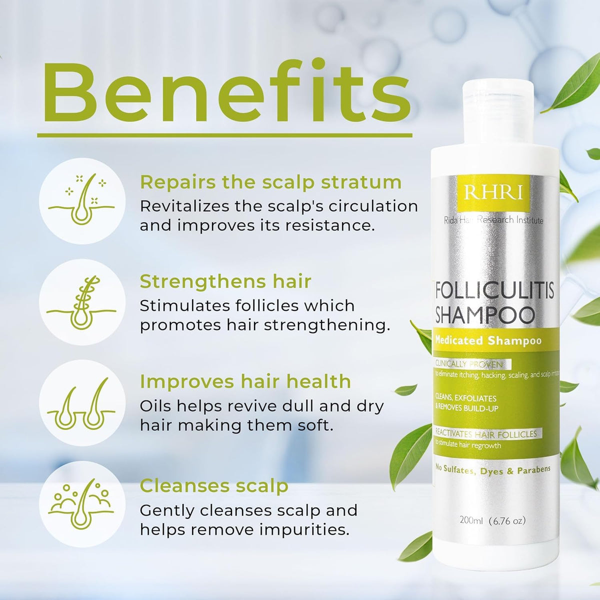 Rida Hair Research Institute shampoo texture close-up highlighting creamy lather
