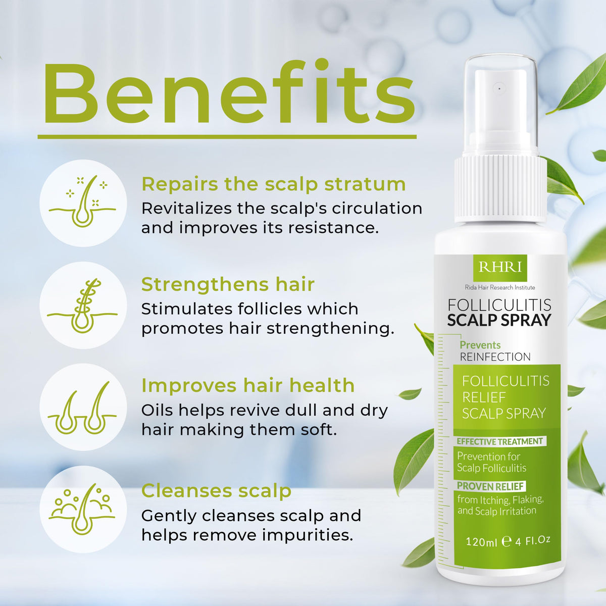 Rida Hair spray nozzle close-up for precise direct application benefit