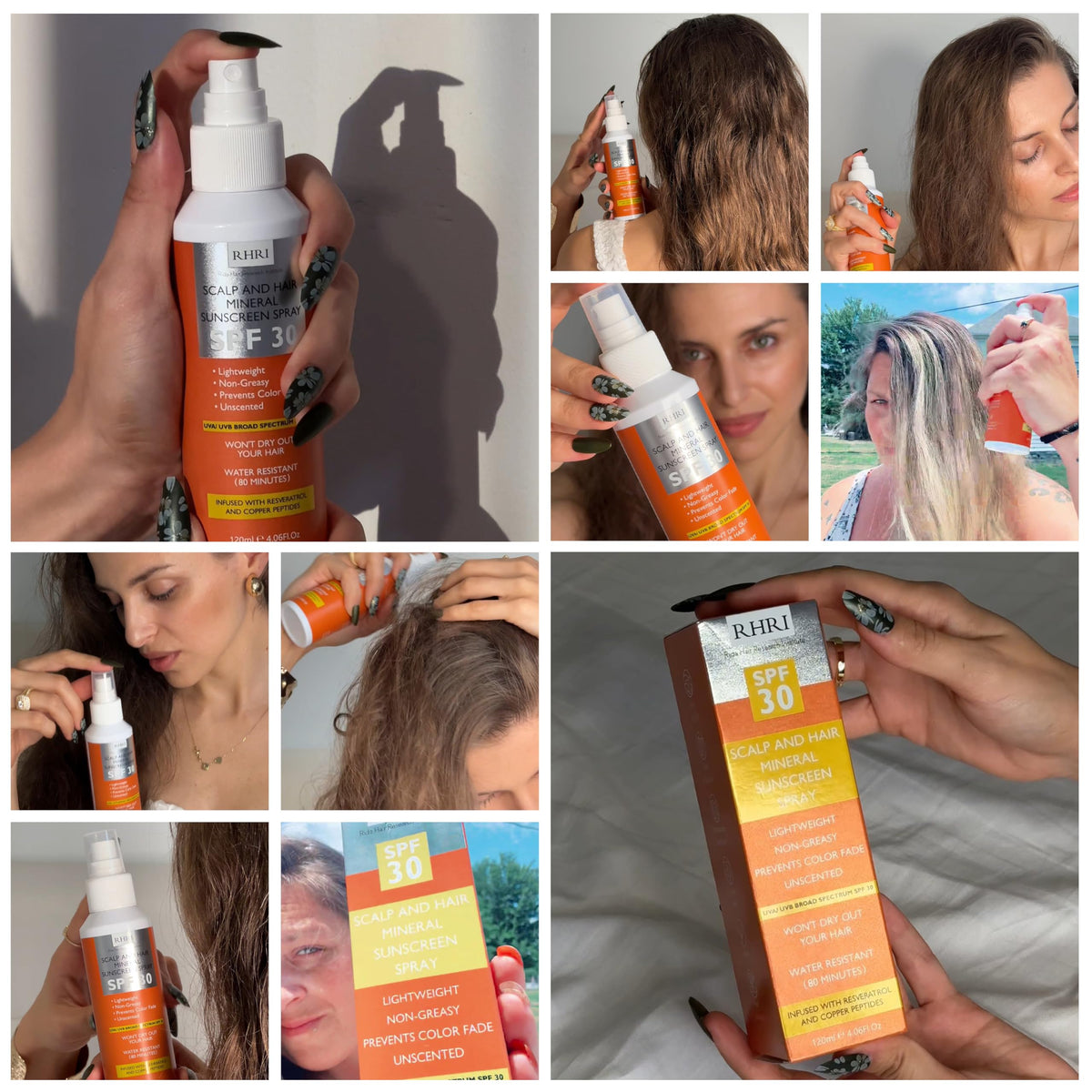 Rida Hair Research Institute label close-up with directions and SPF details