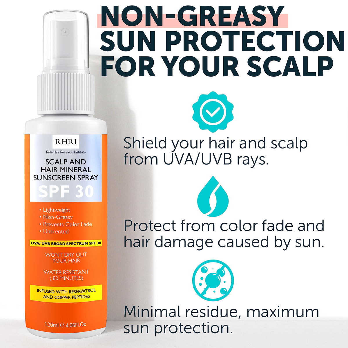 Rida Hair Research Institute fine mist spray close-up for even coverage