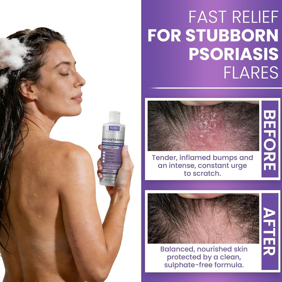 Rida Hair Research Institute label close-up showing key actives and biotin