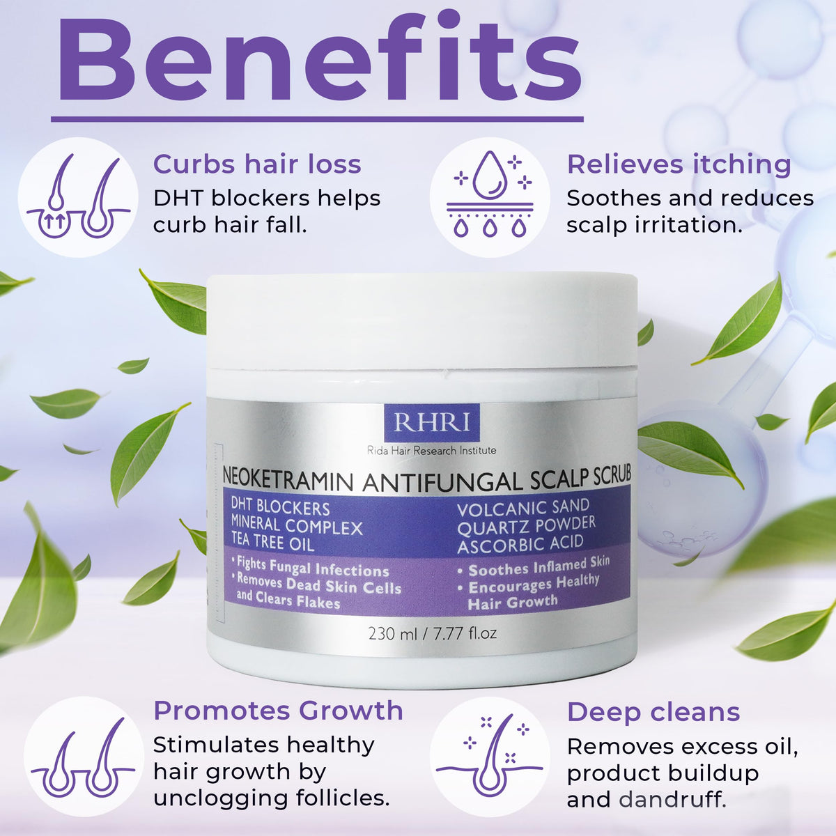 Rida Hair Research Institute scrub in hand demonstrating easy application