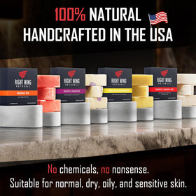Right Wing Naturals single bar close-up highlighting handcrafted texture and durability