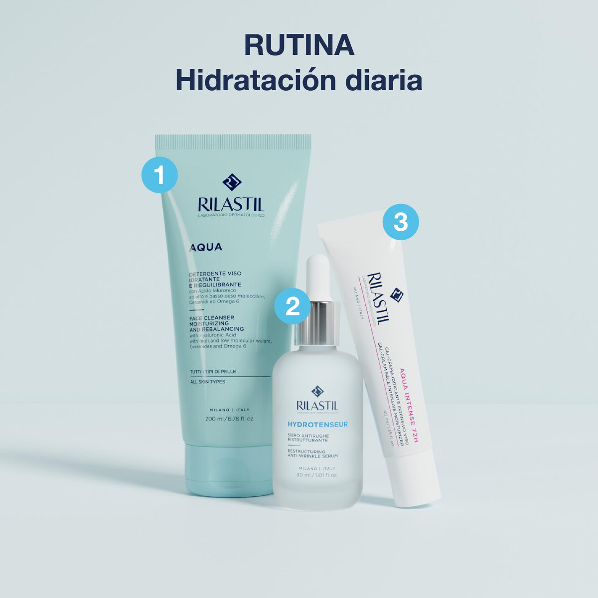 Rilastil product label and testing marks showing safety and hypoallergenic