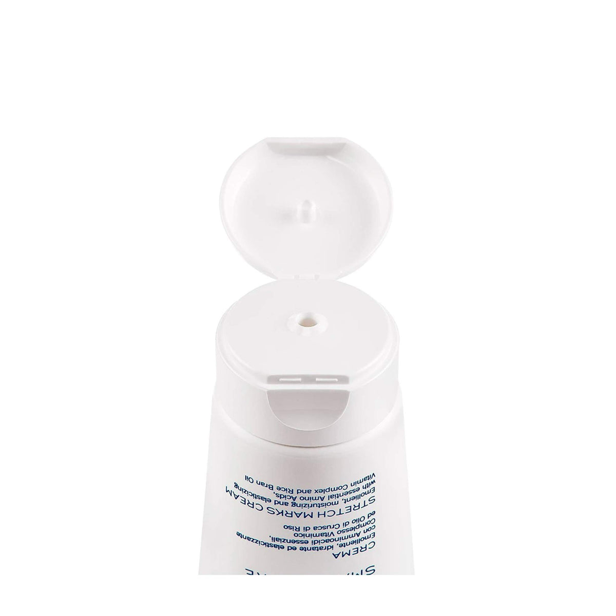 Rilastil being applied to abdomen illustrating targeted use and improved elasticity
