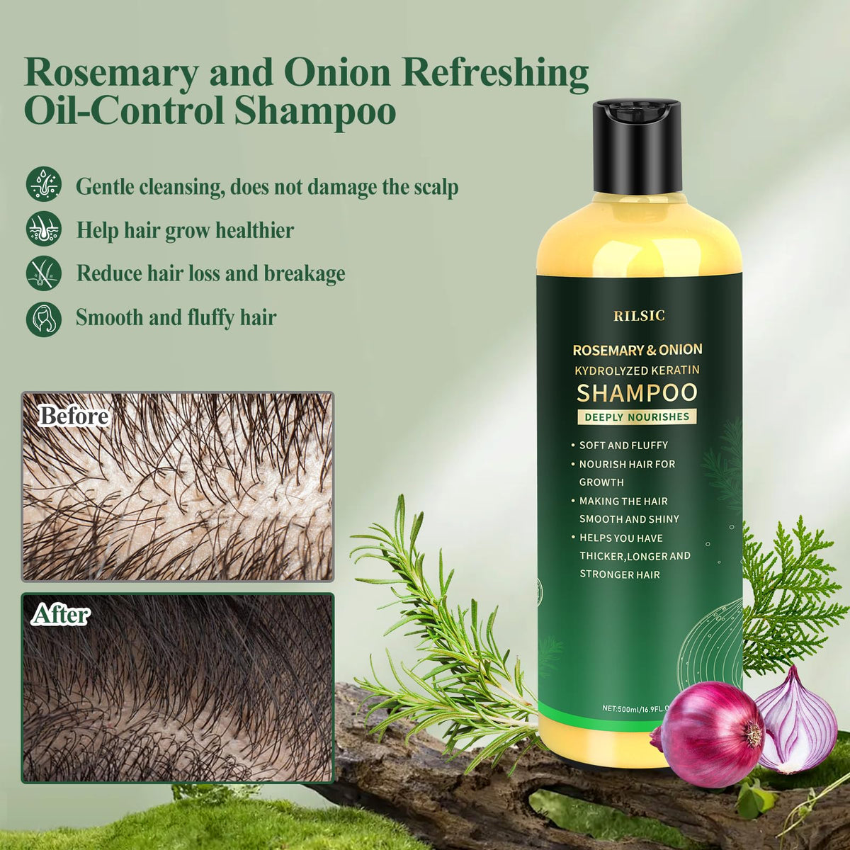 RILSIC close-up of label ingredients highlighting rosemary and onion benefit