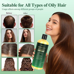 RILSIC shampoo in hand during wet hair application for scalp cleansing benefit