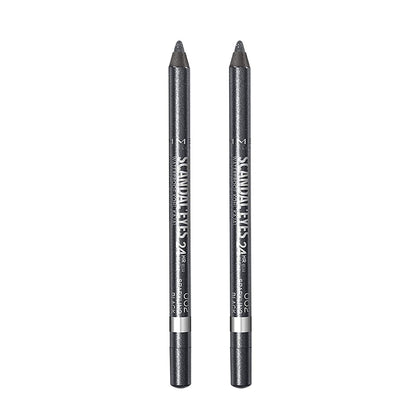 Rimmel Scandaleyes front packaging showing two sparkling black pencils and brand