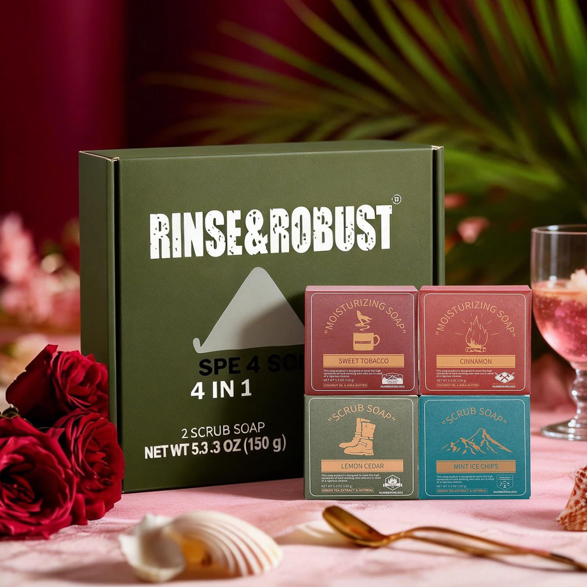 Rinse & Robust cinnamon bar close-up showing surface and exfoliating particles for effective cleansing