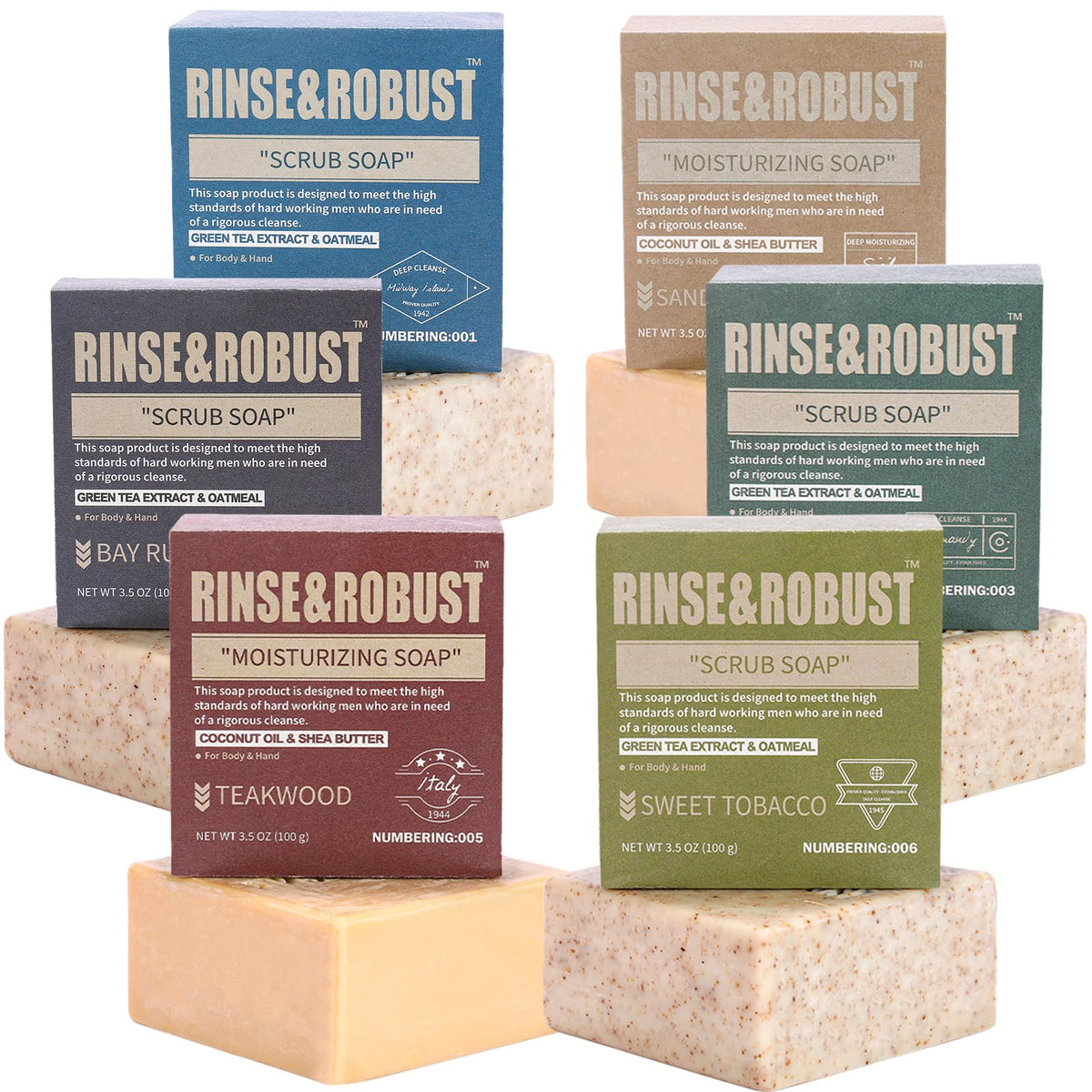 Rinse & Robust front packaging showing kraft gift box and rustic design benefits ready gifting