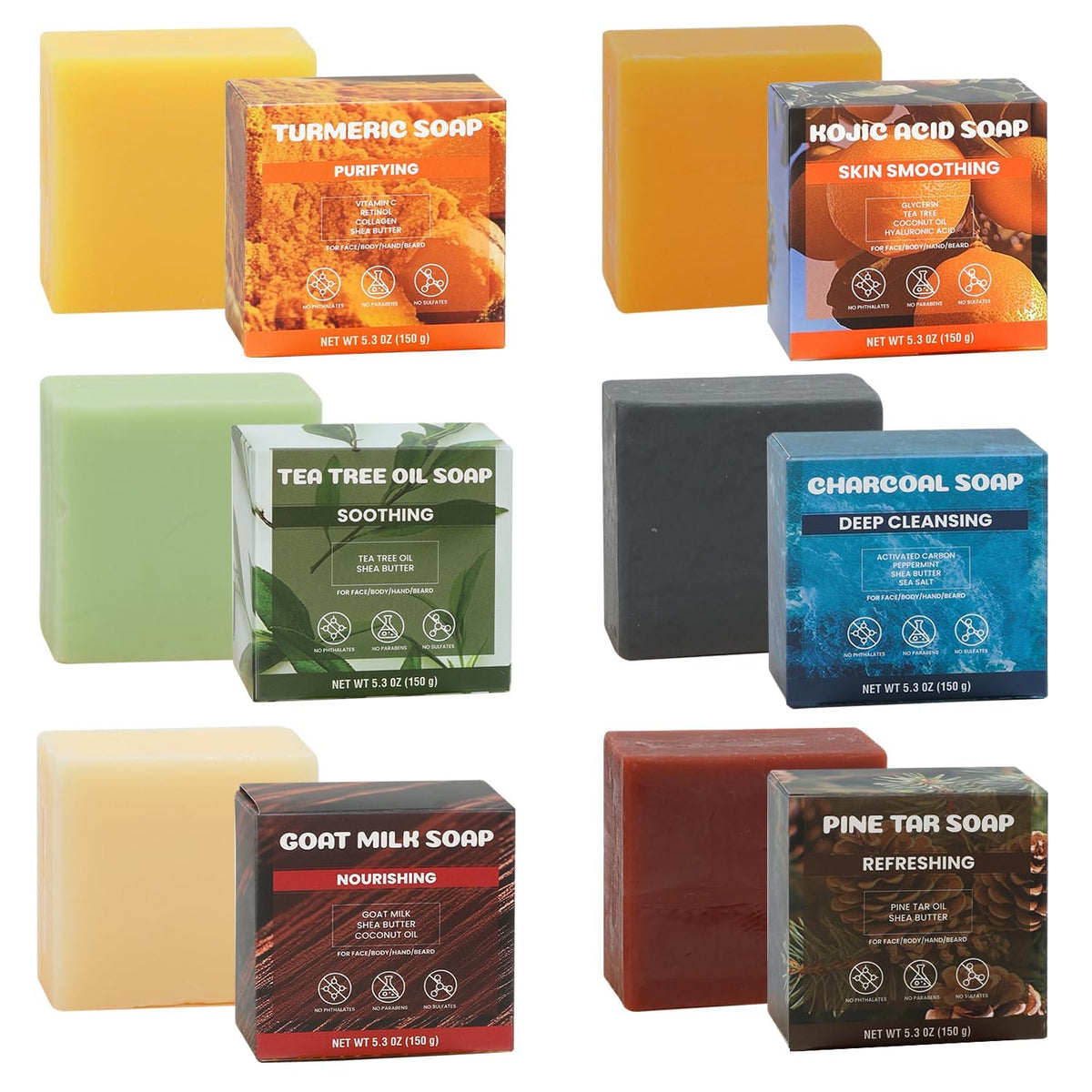 Rinse & Robust front packaging showing six-bar variety and gift-ready presentation